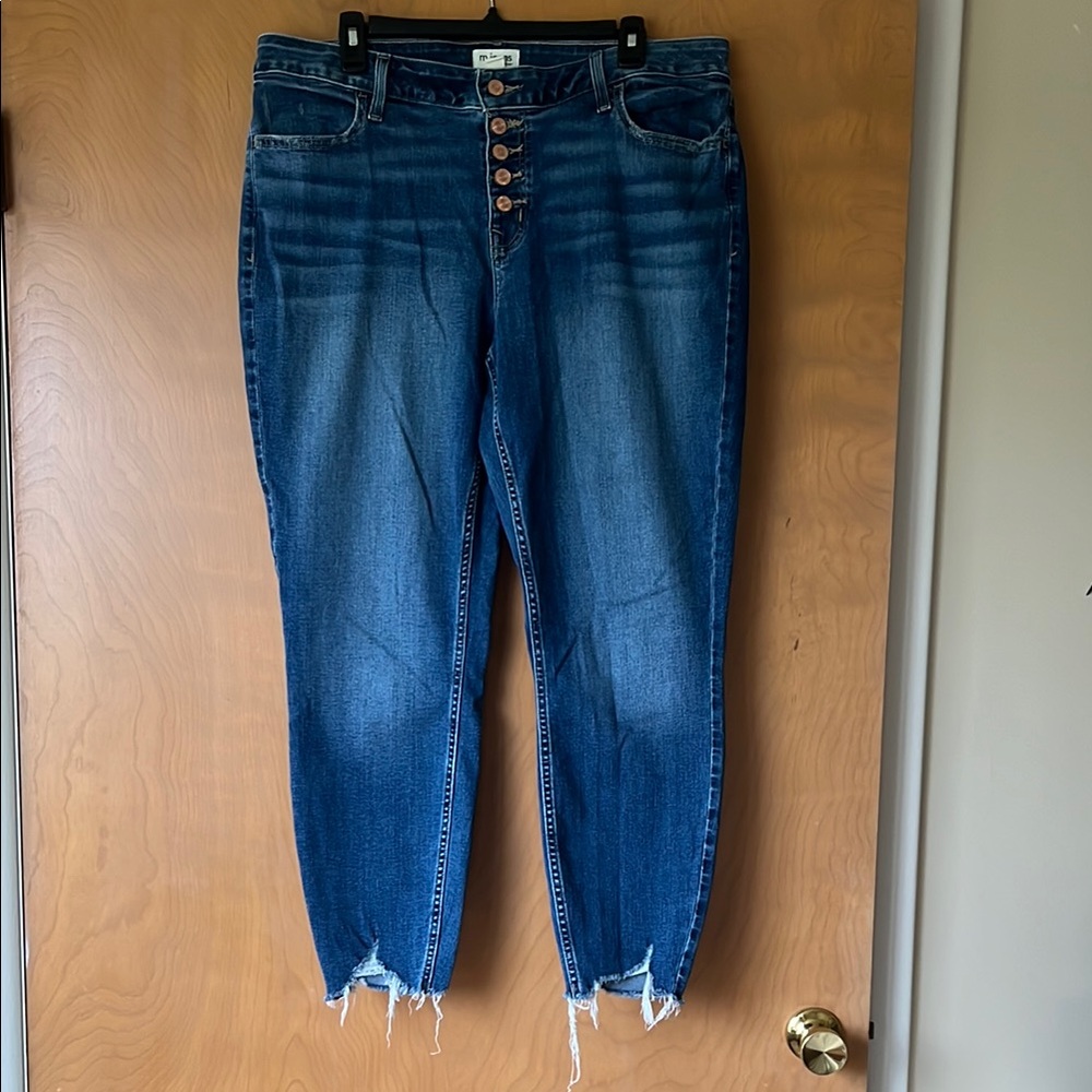 Maurices Blue Ankle Cropped Jeans with Distressed Hem